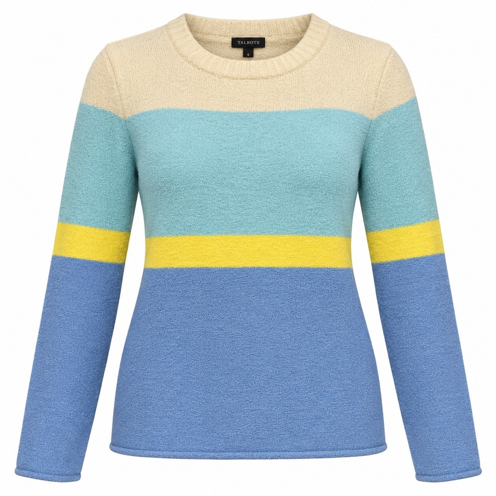 Talbots Coastal Grandma Colorblock Sweater Women Small Preppy Beachy Nautical